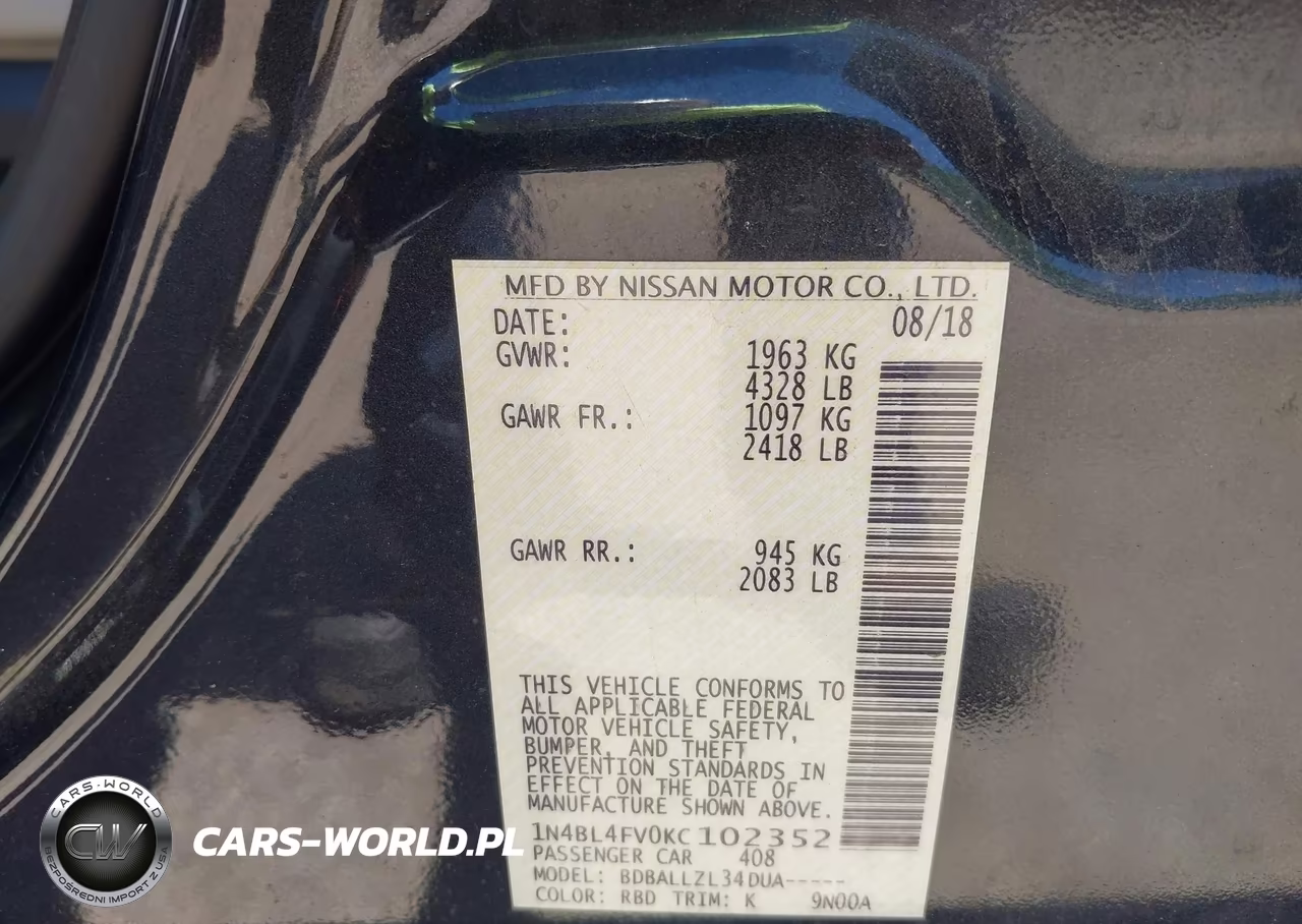 2019 Nissan Altima 2.5 Platinum VIN:1N4BL4FV0KC102352 - 9