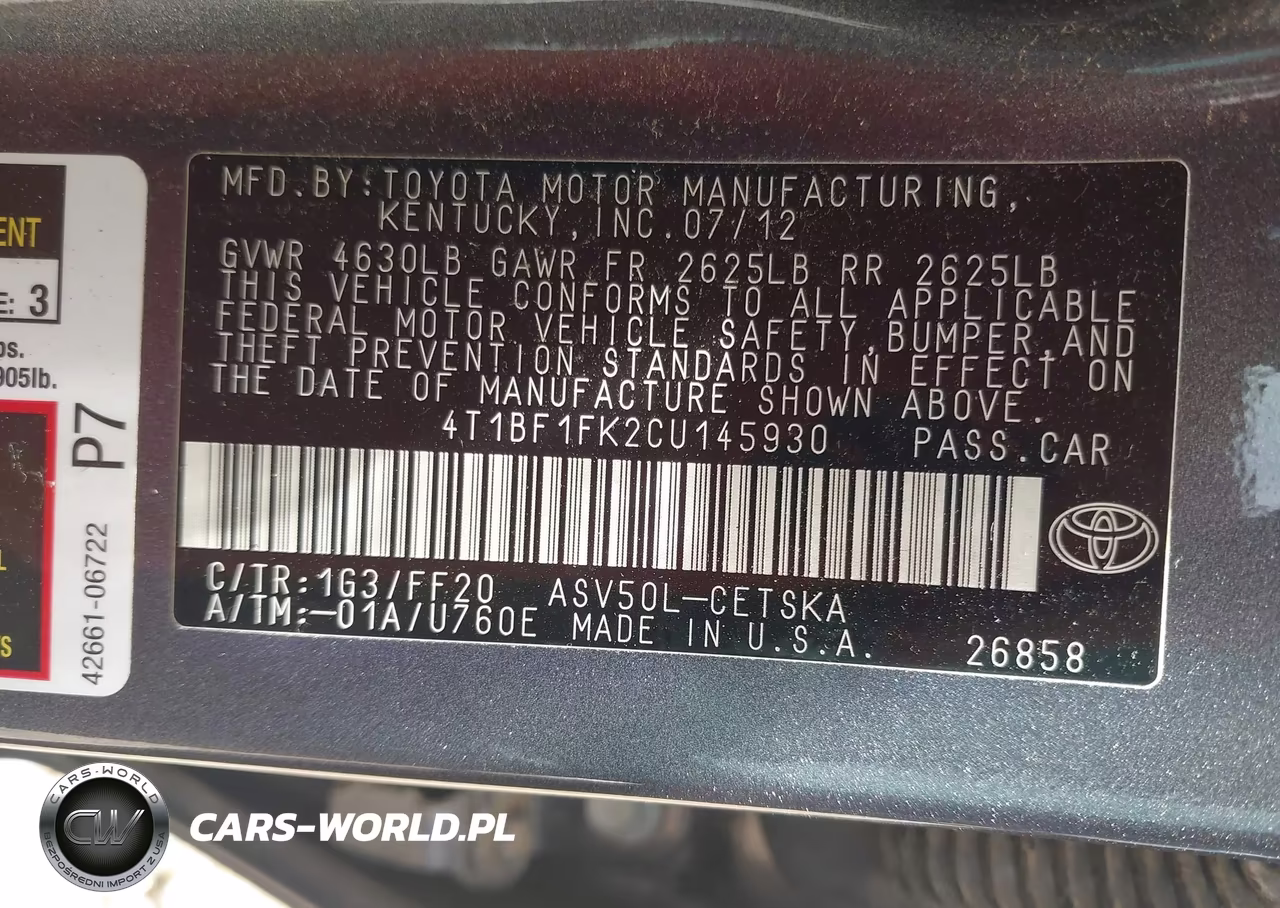 2012 Toyota Camry Se VIN:4T1BF1FK2CU145930 - 9