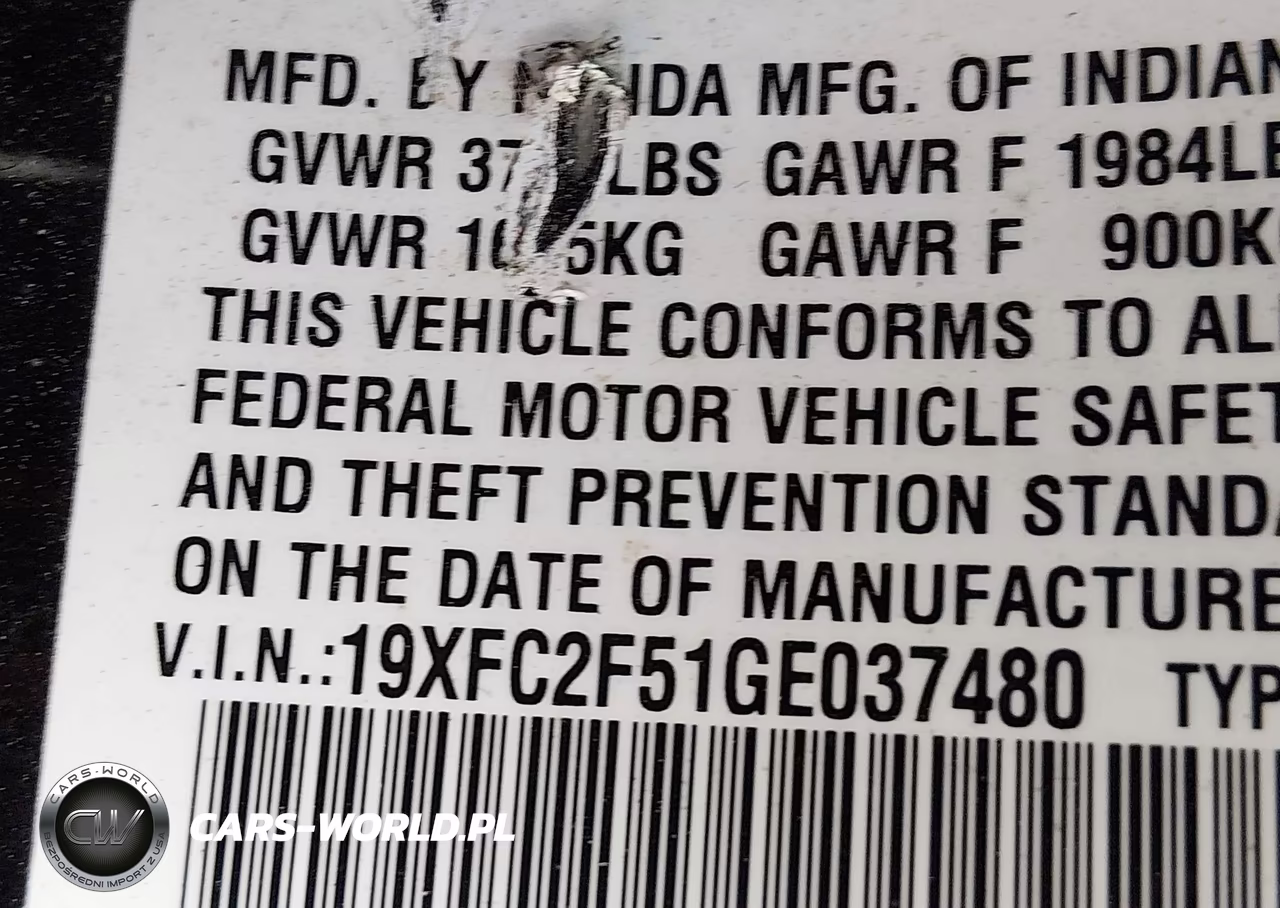 2016 Honda Civic Lx VIN:19XFC2F51GE037480 - 9
