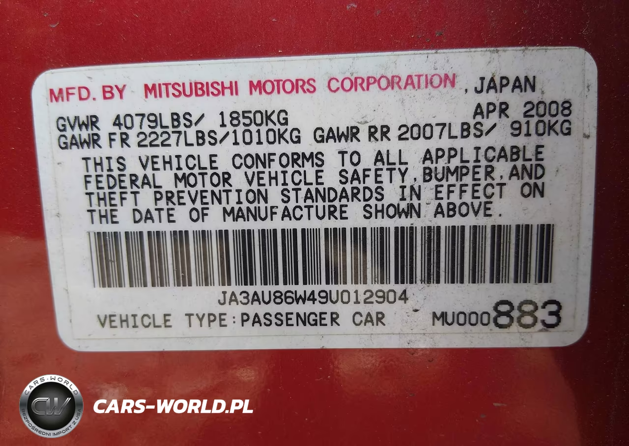 2009 Mitsubishi Lancer Gts VIN:JA3AU86W49U012904 - 9