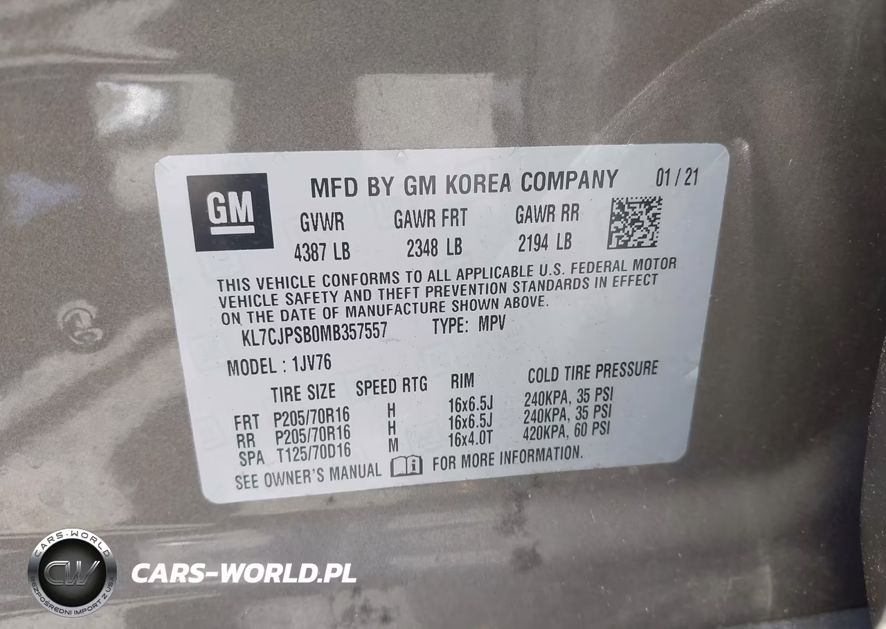 2021 Chevrolet Trax Awd Lt VIN:KL7CJPSB0MB357557 - 9