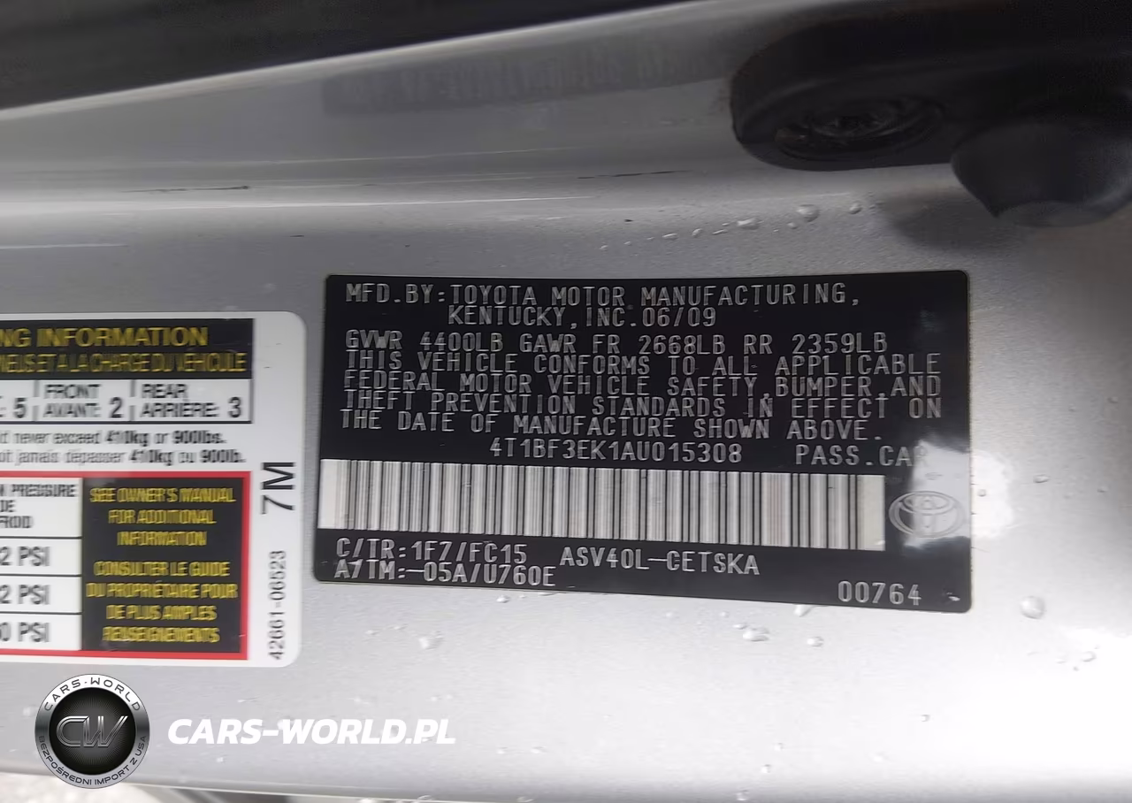 2010 Toyota Camry Se VIN:4T1BF3EK1AU015308 - 9