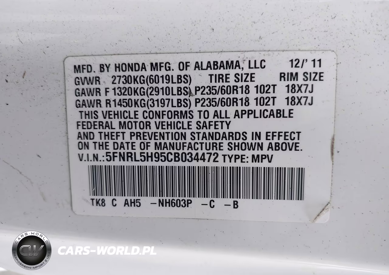 2012 Honda Odyssey Touring-Touring Elite VIN:5FNRL5H95CB034472 - 9