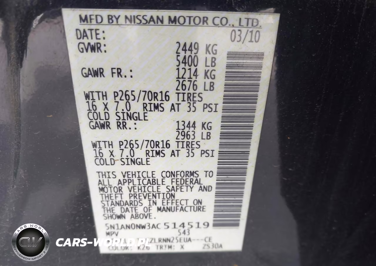 2010 Nissan Xterra S VIN:5N1AN0NW3AC514519 - 9