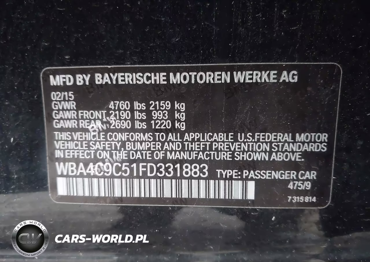 2015 BMW 428 Gran Coupe xDrive VIN:WBA4C9C51FD331883 - 9