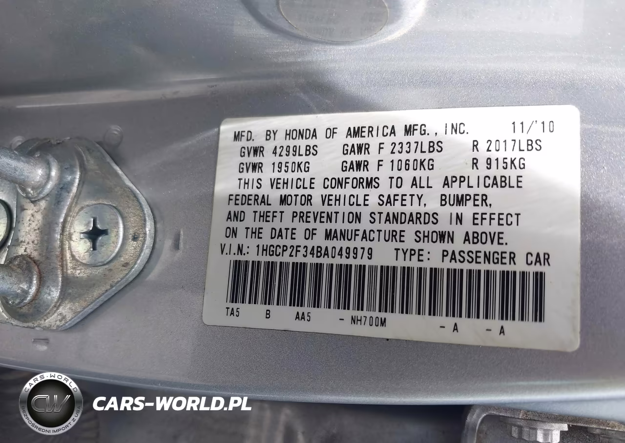 2011 Honda Accord 2.4 Lx VIN:1HGCP2F34BA049979 - 9