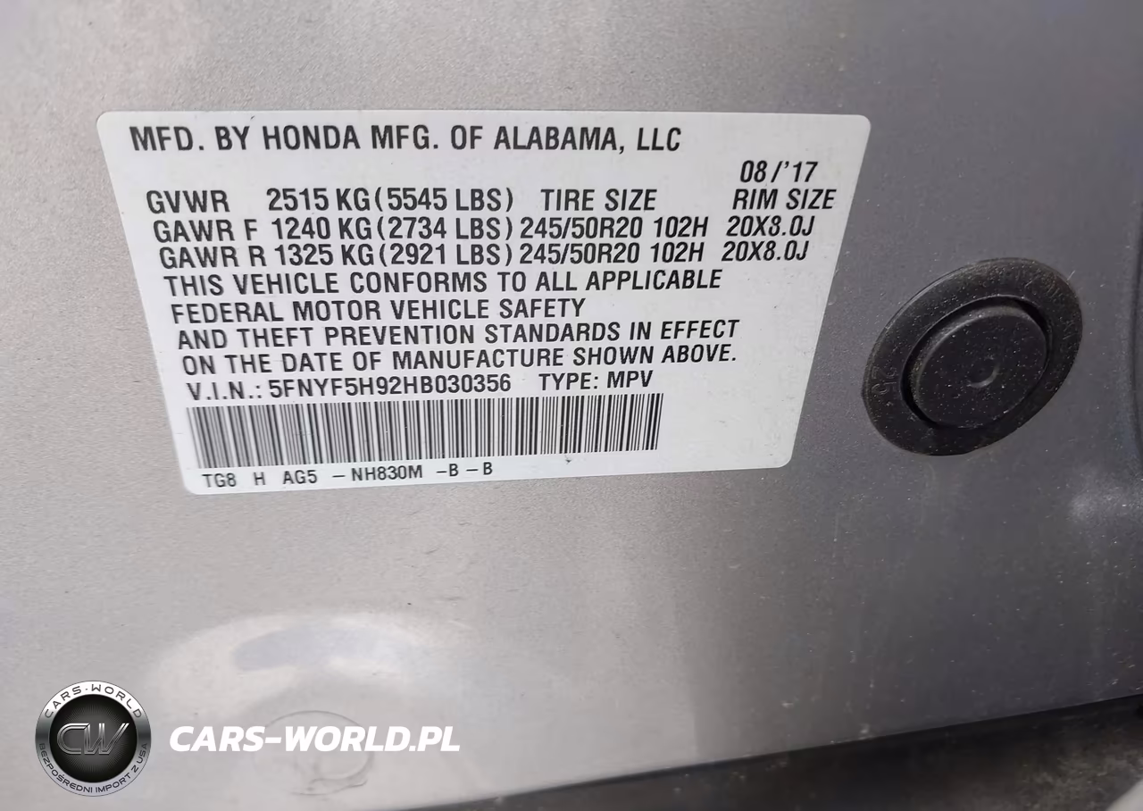 2017 Honda Pilot Touring VIN:5FNYF5H92HB030356 - 9