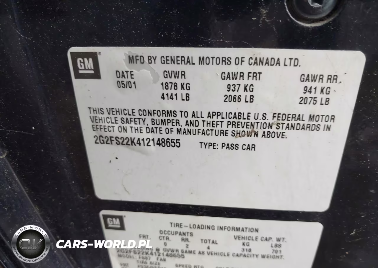 2001 Pontiac Firebird VIN:2G2FS22K412148655 - 9