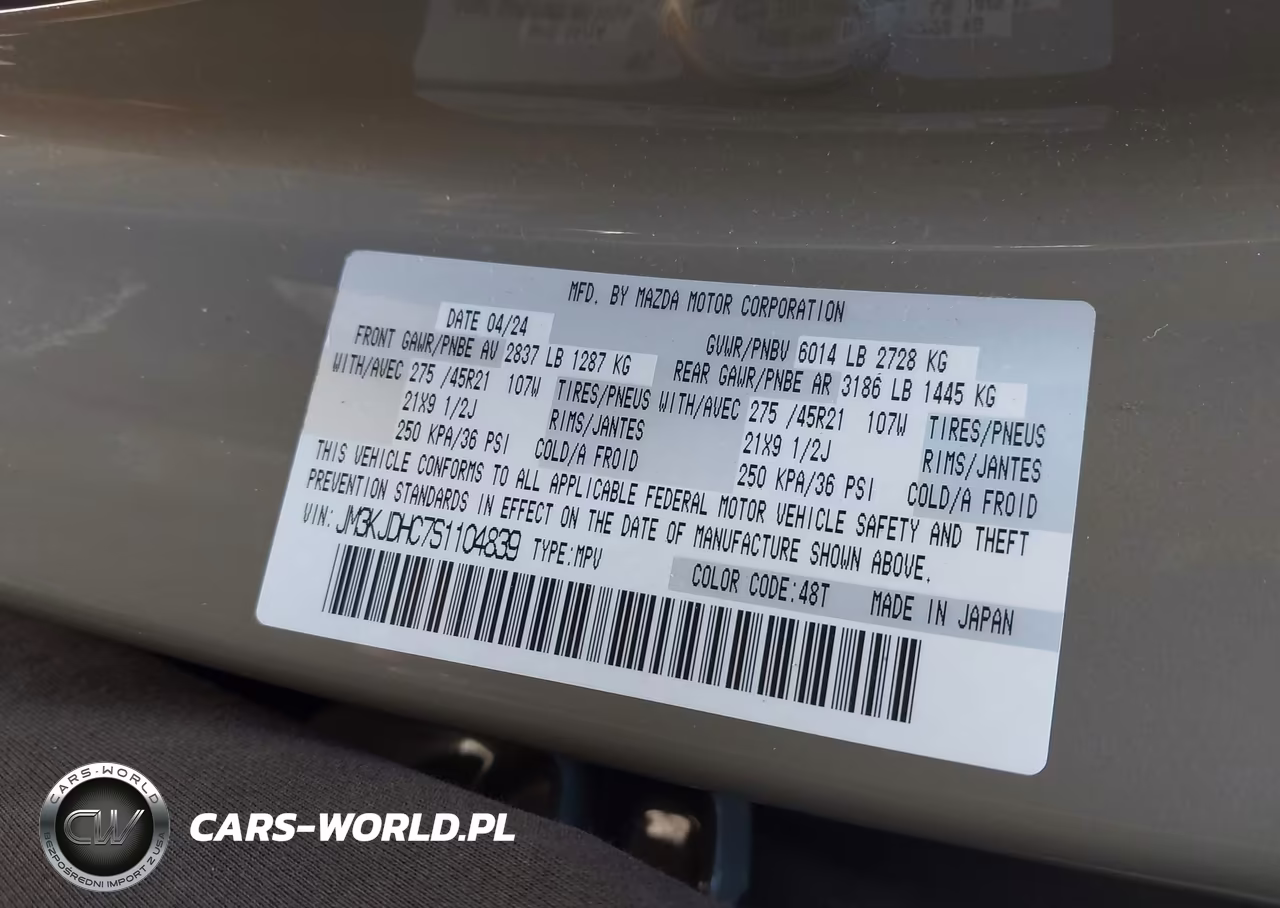 2025 Mazda Cx-70 3.3 Turbo S Premium VIN:JM3KJDHC7S1104839 - 9
