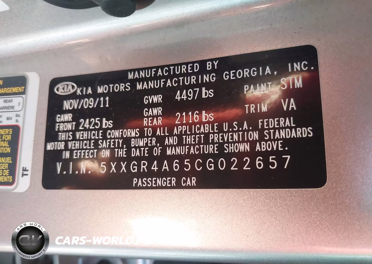 2012 Kia Optima Sx VIN:5XXGR4A65CG022657 - 9