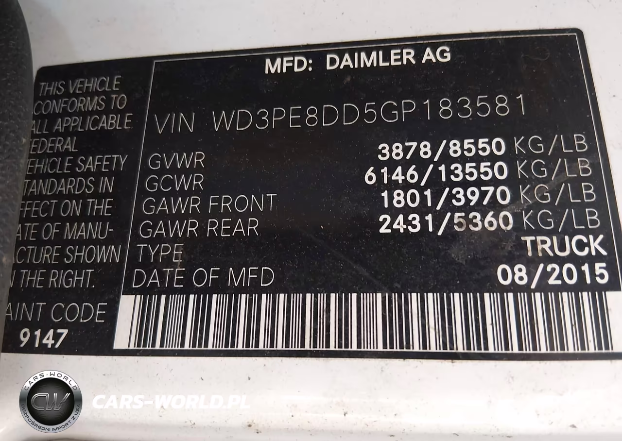 2016 Mercedes-Benz Sprinter 2500 High Roof VIN:WD3PE8DD5GP183581 - 9