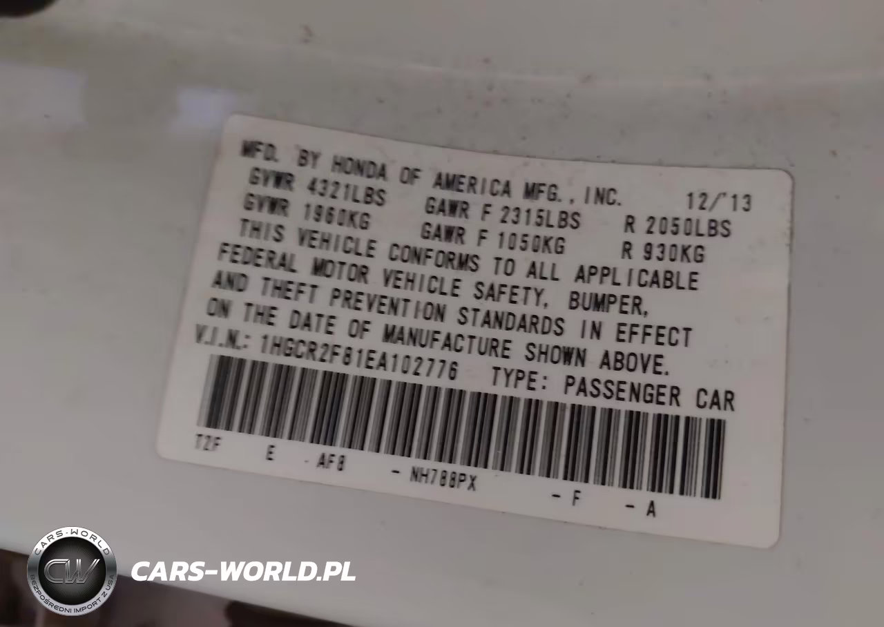 2014 Honda Accord Ex-L VIN:1HGCR2F81EA102776 - 9