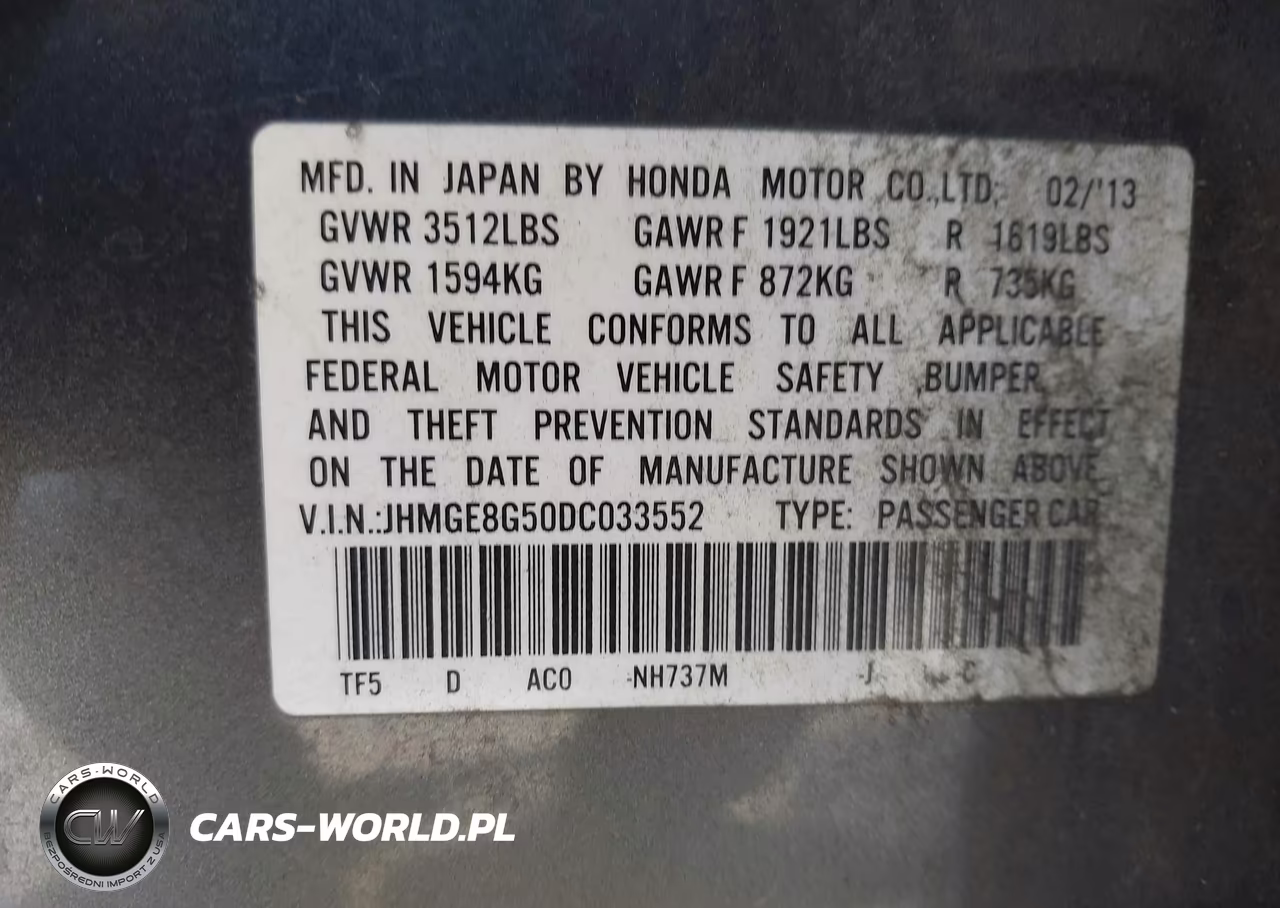 2013 Honda Fit Sport VIN:JHMGE8G50DC033552 - 9