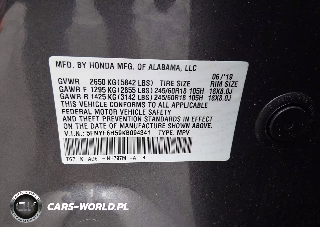 2019 Honda Pilot Ex-L VIN:5FNYF6H59KB094341 - 9
