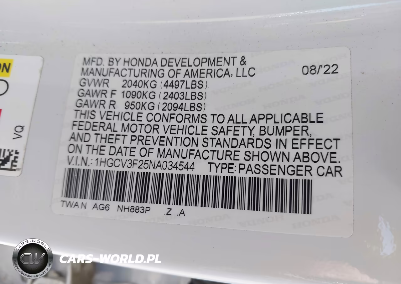 2022 Honda Accord Hybrid Sport VIN:1HGCV3F25NA034544 - 9