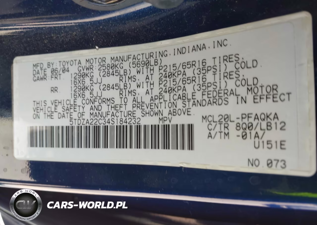 2004 Toyota Sienna Xle VIN:5TDZA22C34S184232 - 9