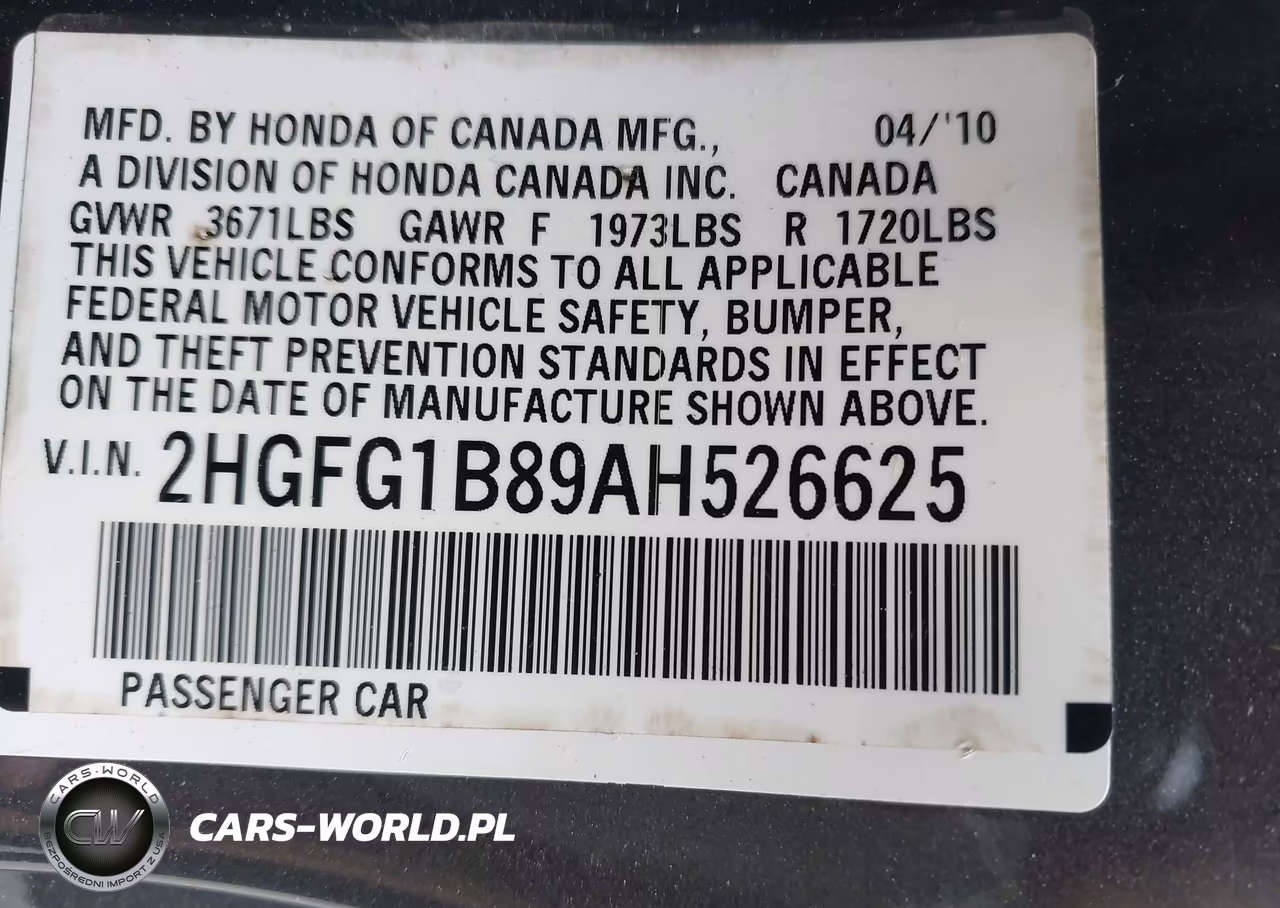 2010 Honda Civic Ex VIN:2HGFG1B89AH526625 - 9