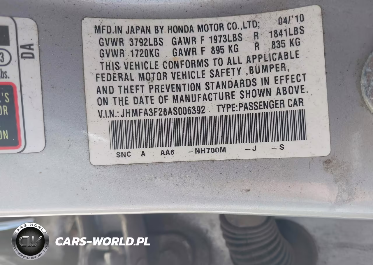 2010 Honda Civic Hybrid VIN:JHMFA3F28AS006392 - 9