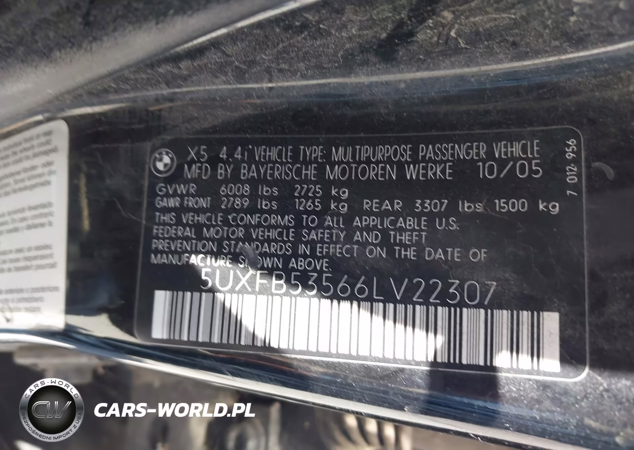 2006 BMW X5 4.4I VIN:5UXFB53566LV22307 - 9