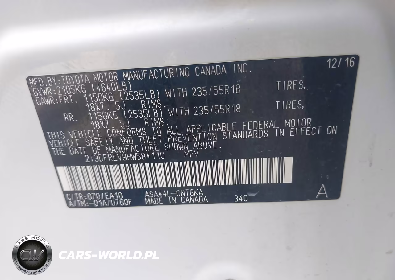 2017 Toyota Rav4 Limited VIN:2T3DFREV9HW584110 - 9