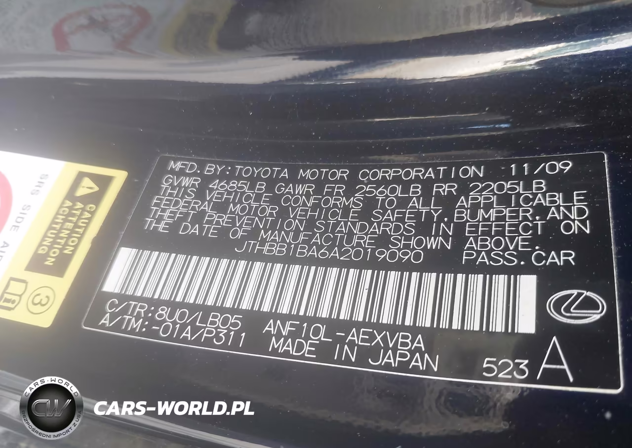 2010 Lexus Hs 250H VIN:JTHBB1BA6A2019090 - 9