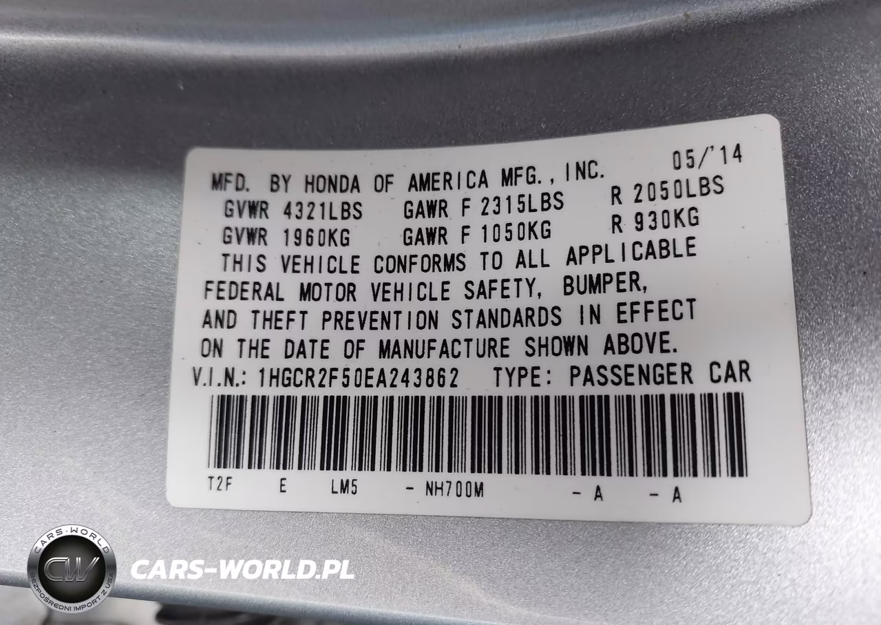 2014 Honda Accord Sport VIN:1HGCR2F50EA243862 - 9