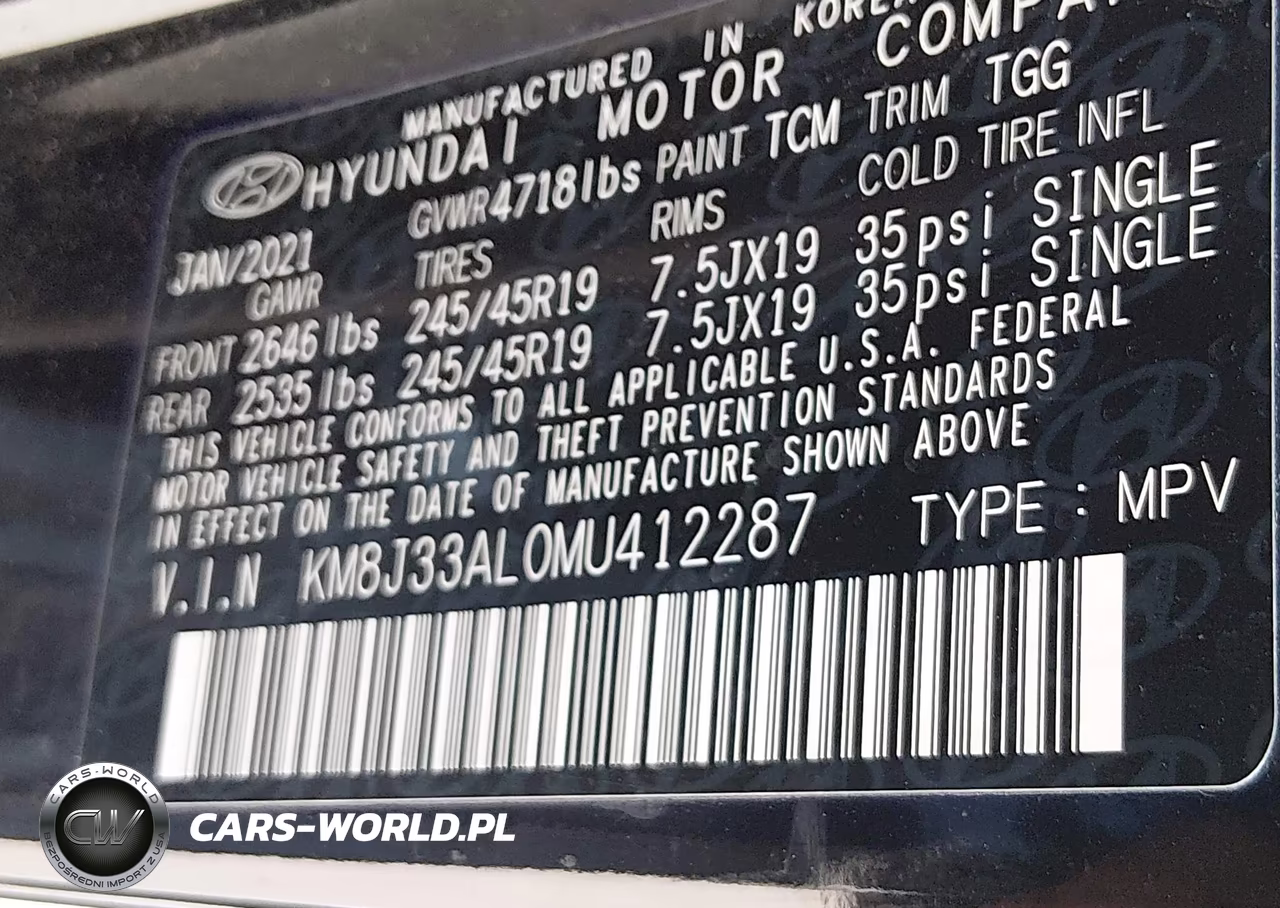 2021 Hyundai Tucson Sport VIN:KM8J33AL0MU412287 - 9