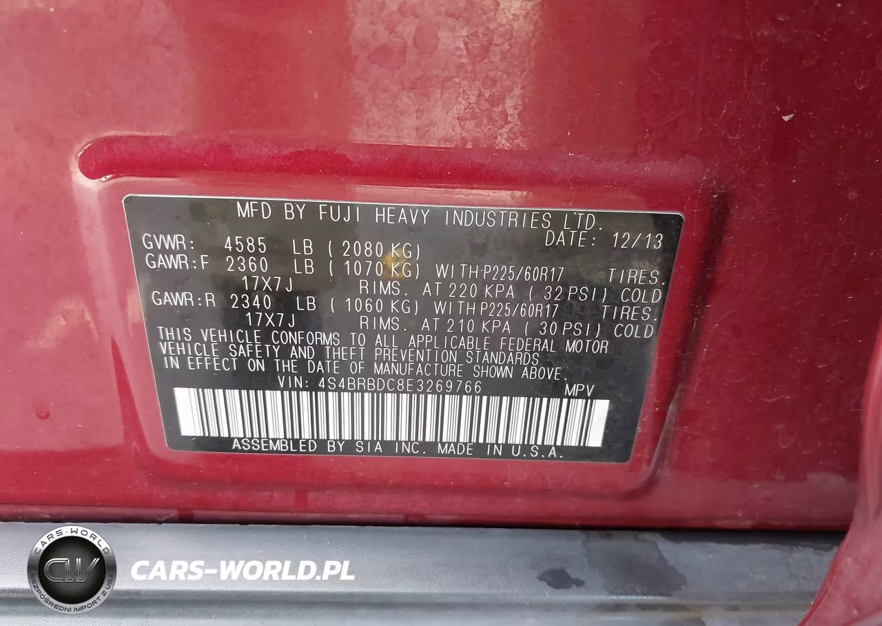 2014 Subaru Outback 2.5I Premium VIN:4S4BRBDC8E3269766 - 9