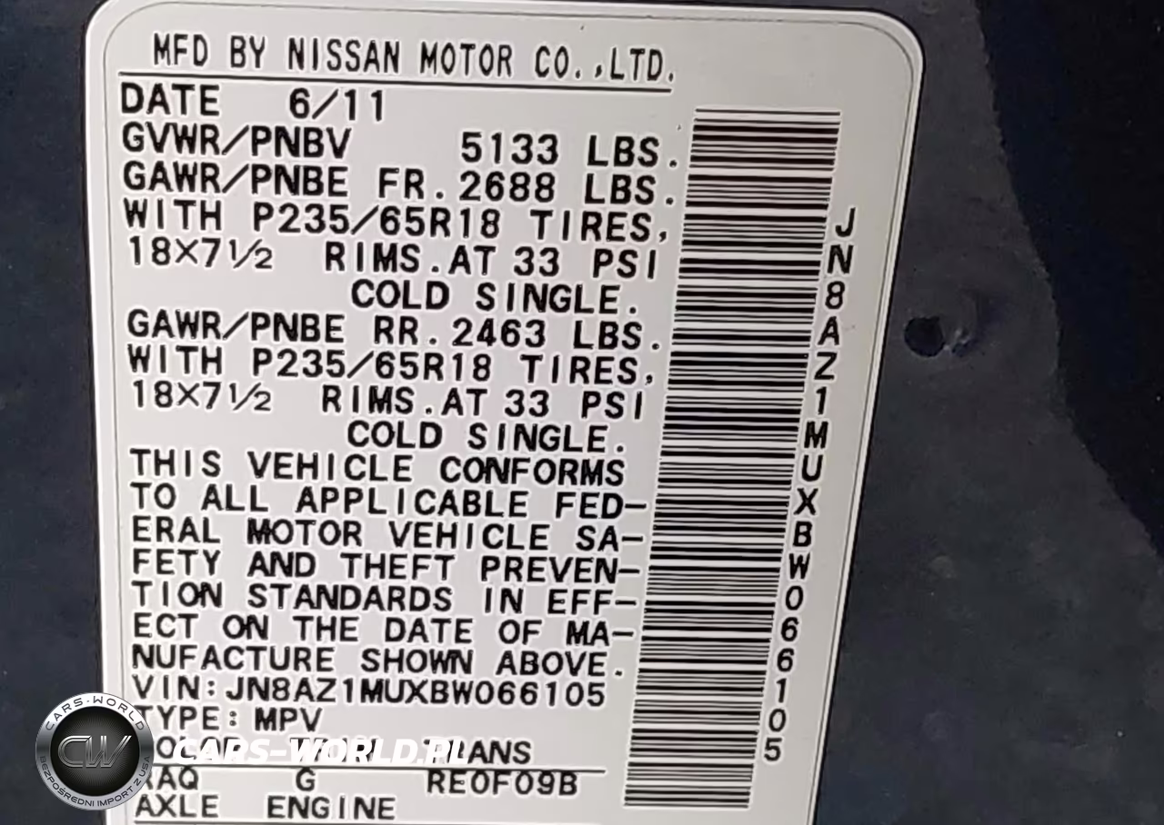2011 Nissan Murano Sv VIN:JN8AZ1MUXBW066105 - 9