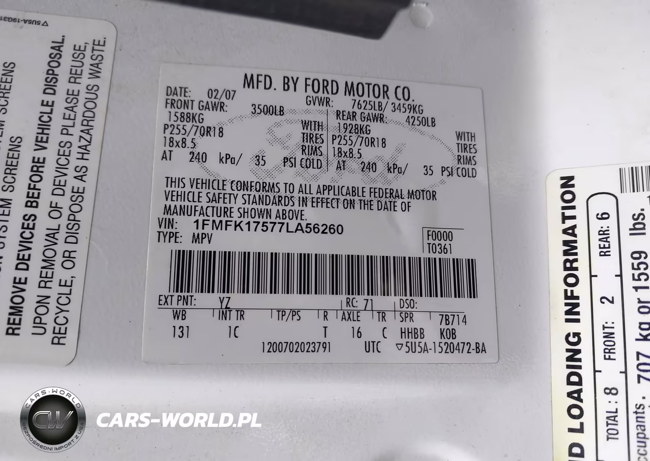 2007 Ford Expedition El Eddie Bauer VIN:1FMFK17577LA56260 - 9