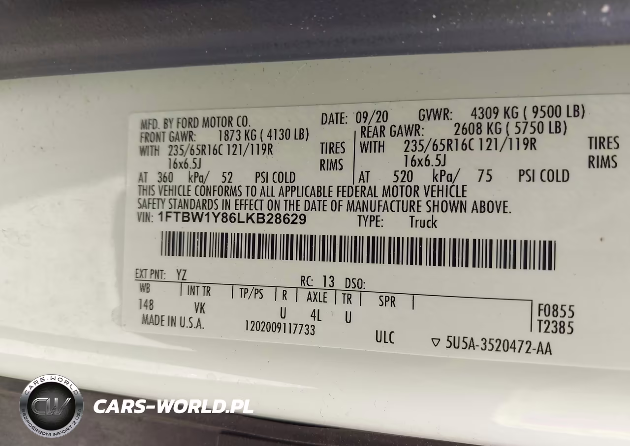 2020 Ford Transit-350 VIN:1FTBW1Y86LKB28629 - 9