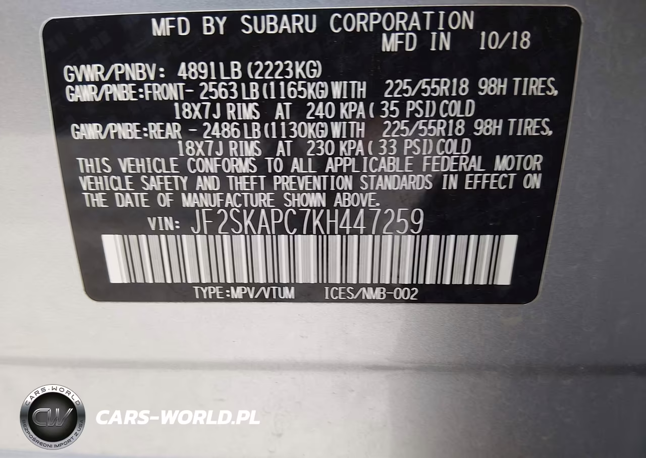 2019 Subaru Forester Sport VIN:JF2SKAPC7KH447259 - 9