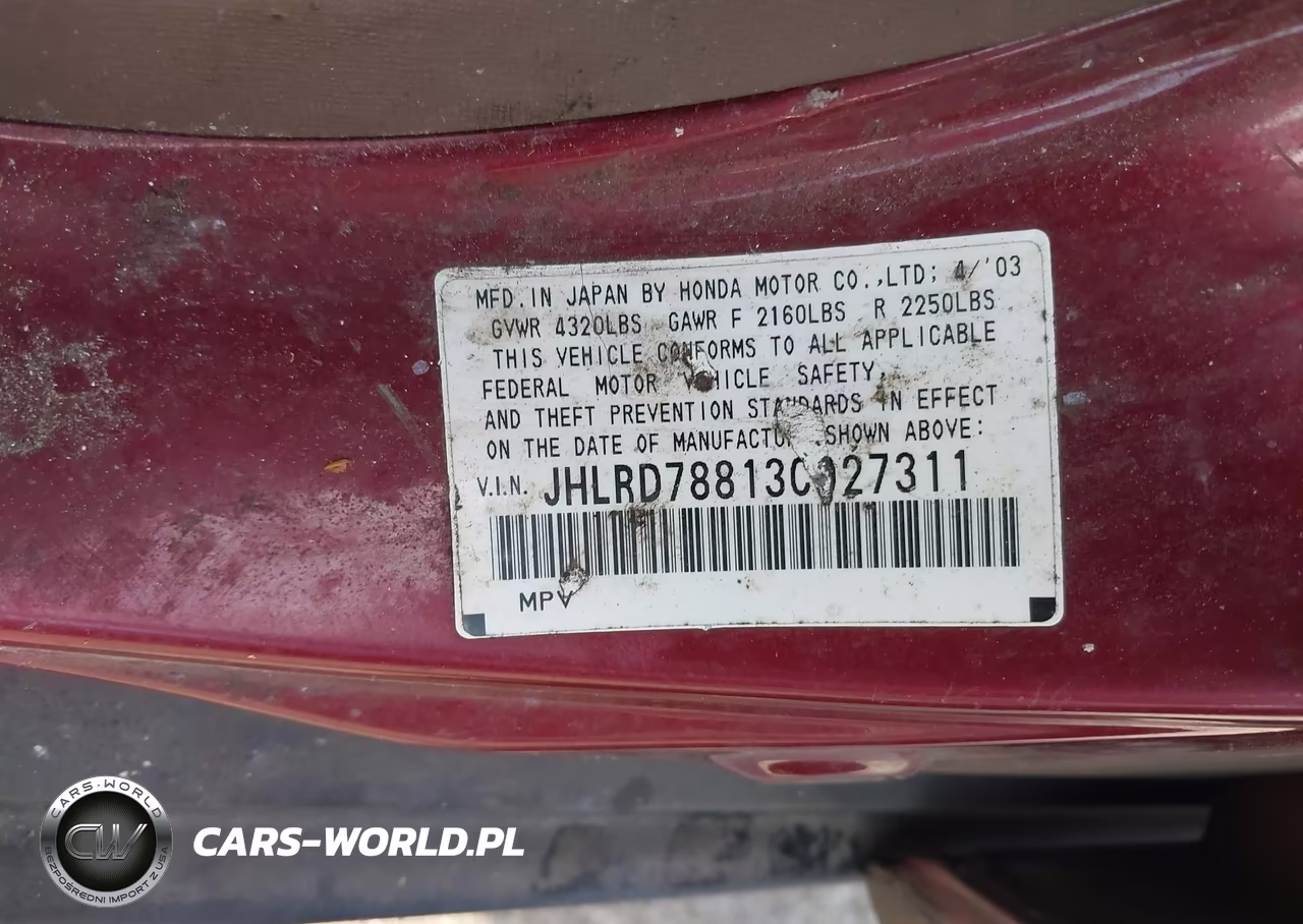 2003 Honda Cr-V Ex VIN:JHLRD78813C027311 - 9