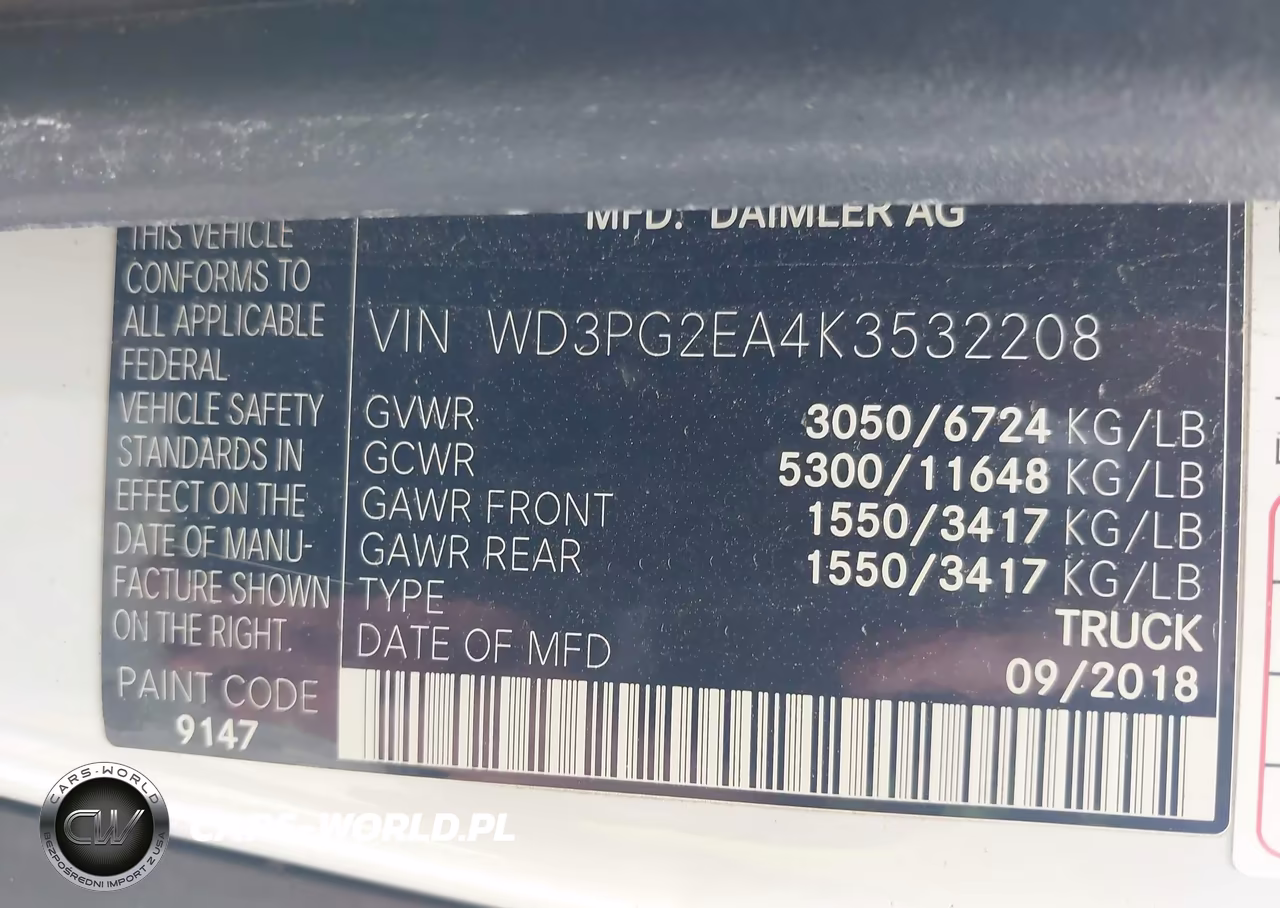 2019 Mercedes-Benz Metris VIN:WD3PG2EA4K3532208 - 9