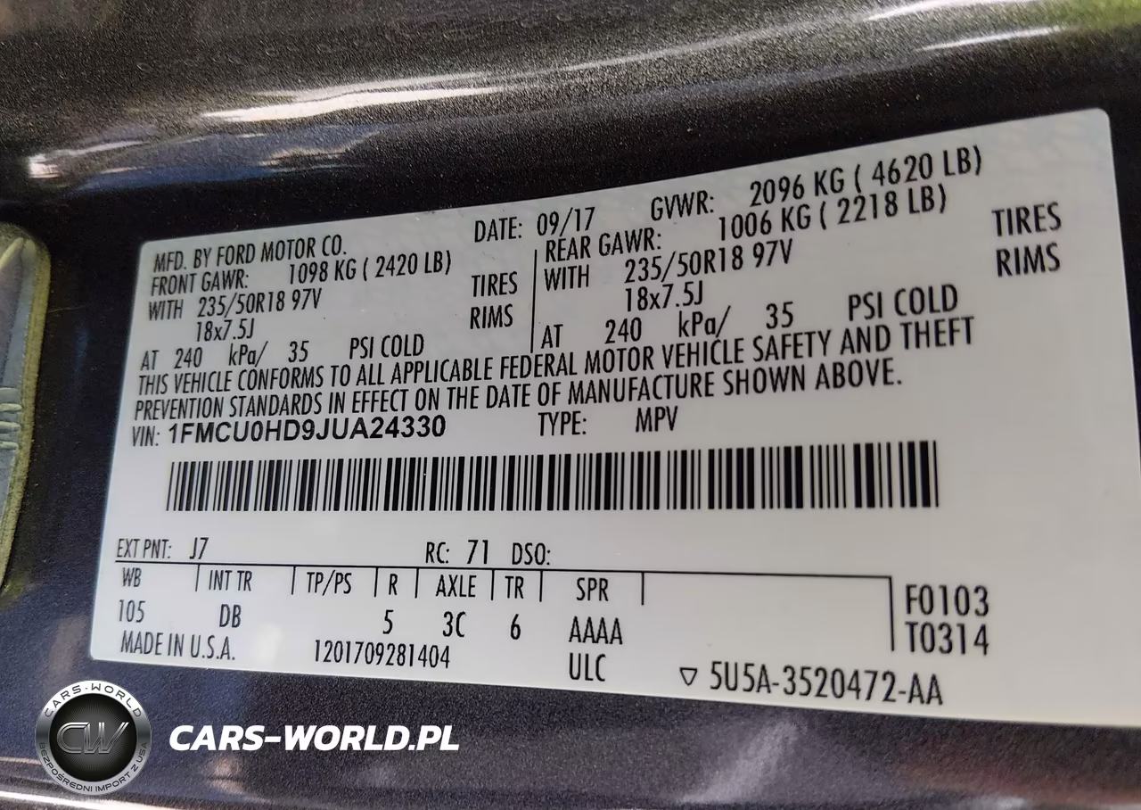2018 Ford Escape Sel VIN:1FMCU0HD9JUA24330 - 9