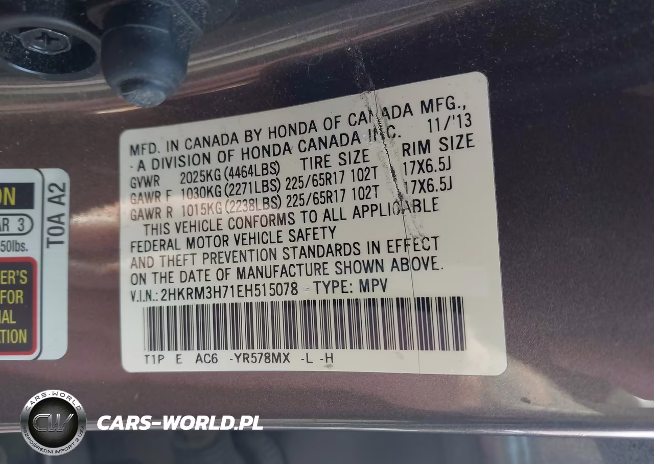 2014 Honda Cr-V Ex-L VIN:2HKRM3H71EH515078 - 9
