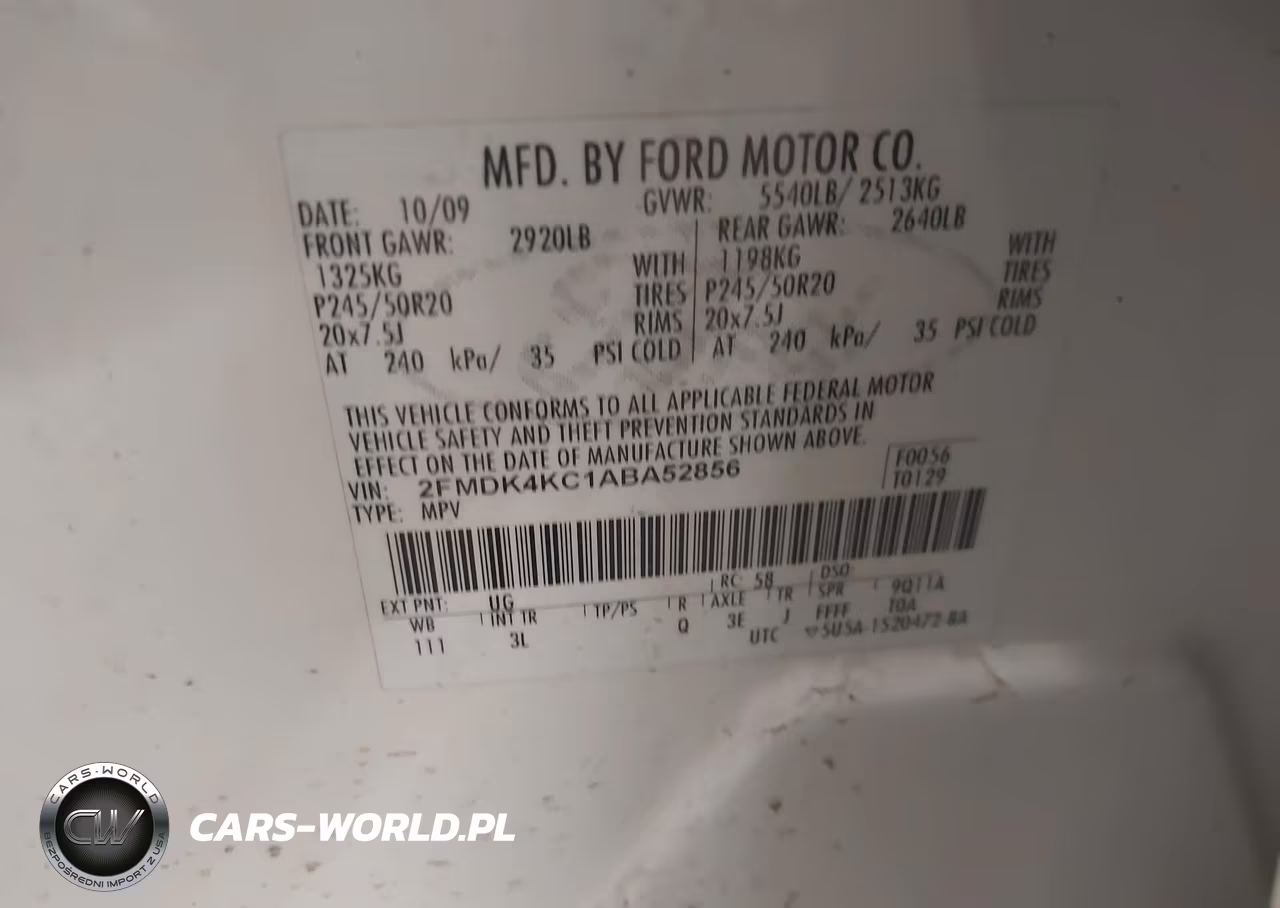 2010 Ford Edge Limited VIN:2FMDK4KC1ABA52856 - 9