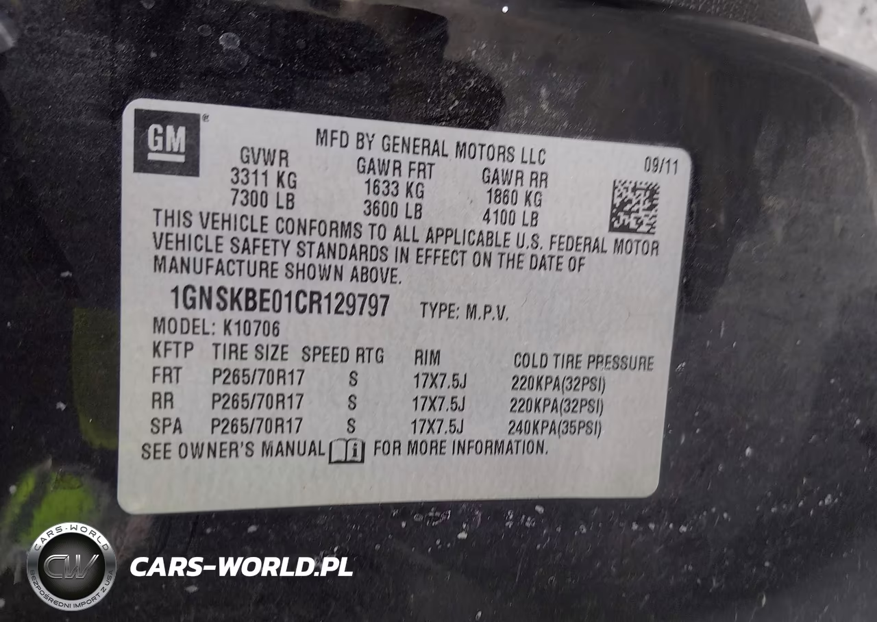 2012 Chevrolet Tahoe Lt VIN:1GNSKBE01CR129797 - 9