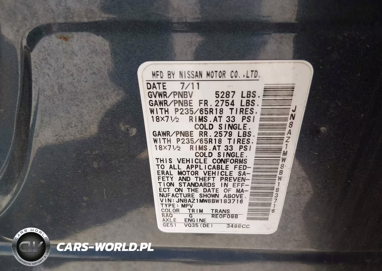 2011 Nissan Murano Sl VIN:JN8AZ1MW8BW183716 - 9