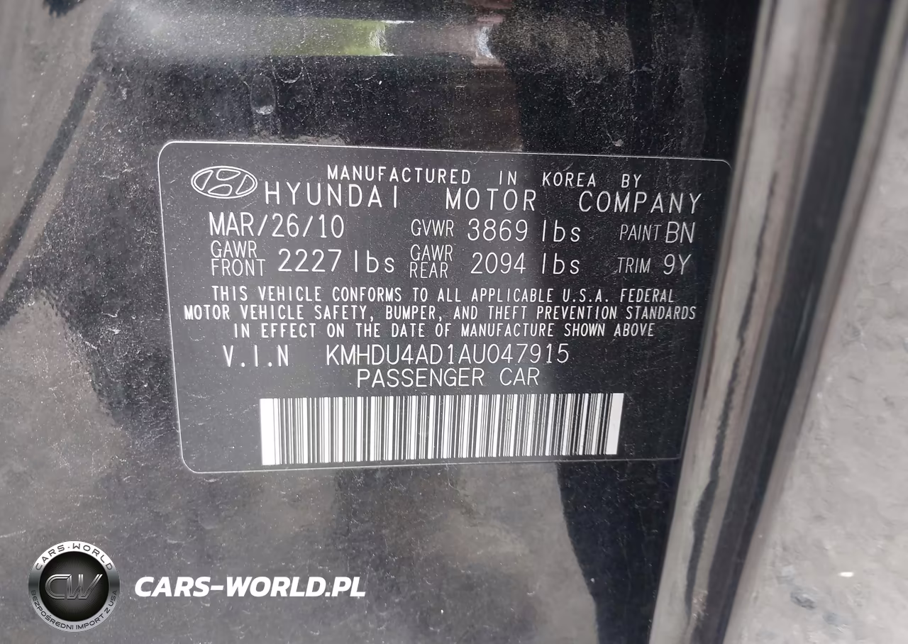 2010 Hyundai Elantra Se VIN:KMHDU4AD1AU047915 - 9