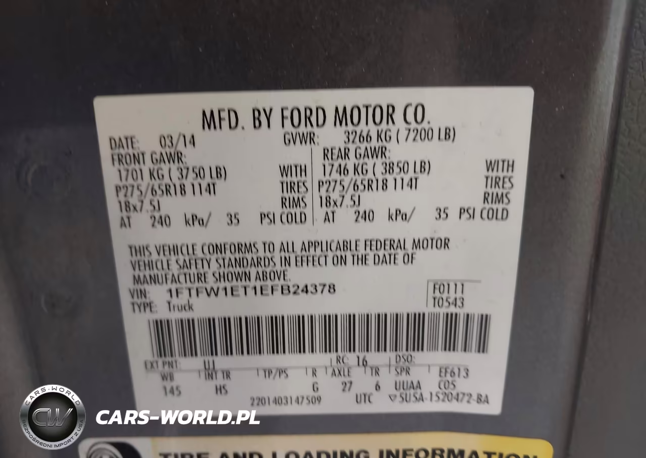 2014 Ford F-150 Lariat VIN:1FTFW1ET1EFB24378 - 9