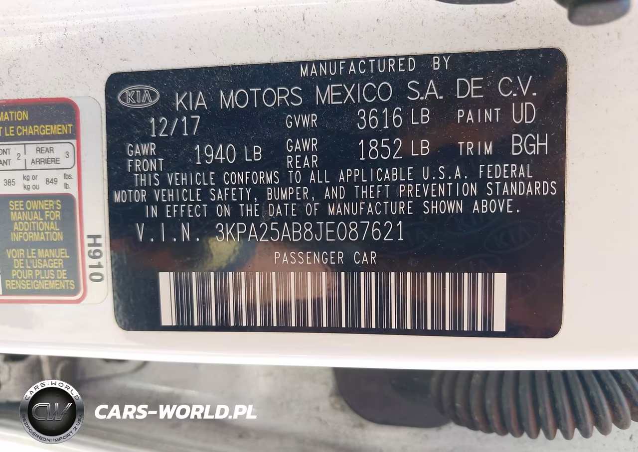 2018 Kia Rio Lx VIN:3KPA25AB8JE087621 - 9