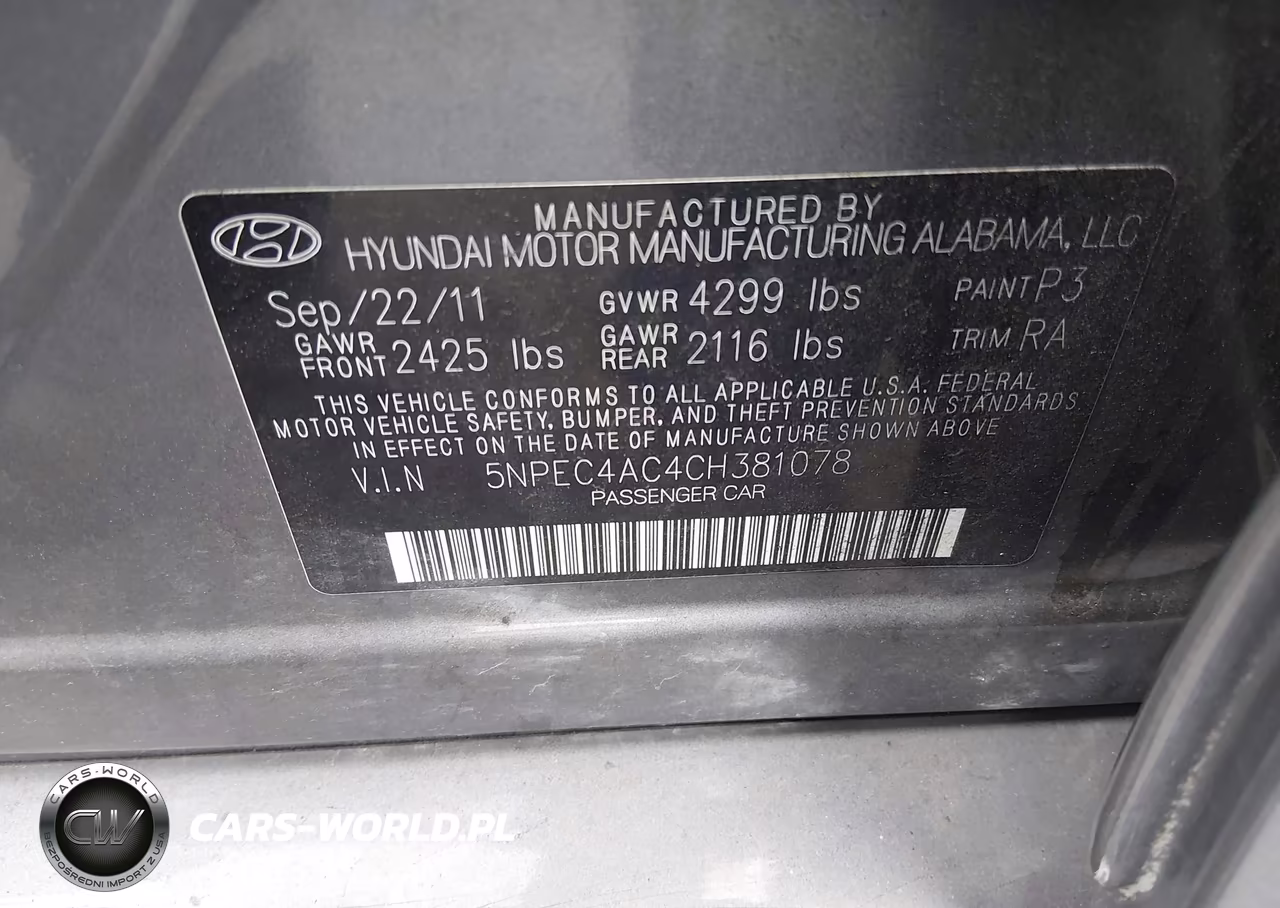 2012 Hyundai Sonata Limited VIN:5NPEC4AC4CH381078 - 9