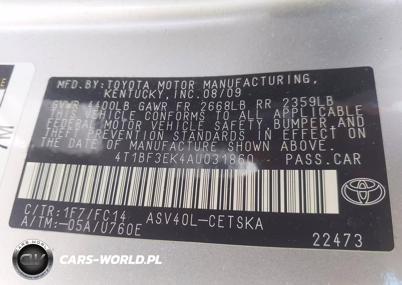 2010 Toyota Camry Se VIN:4T1BF3EK4AU031860 - 9