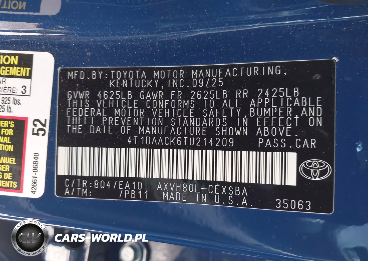 2026 Toyota Camry Se VIN:4T1DAACK6TU214209 - 9