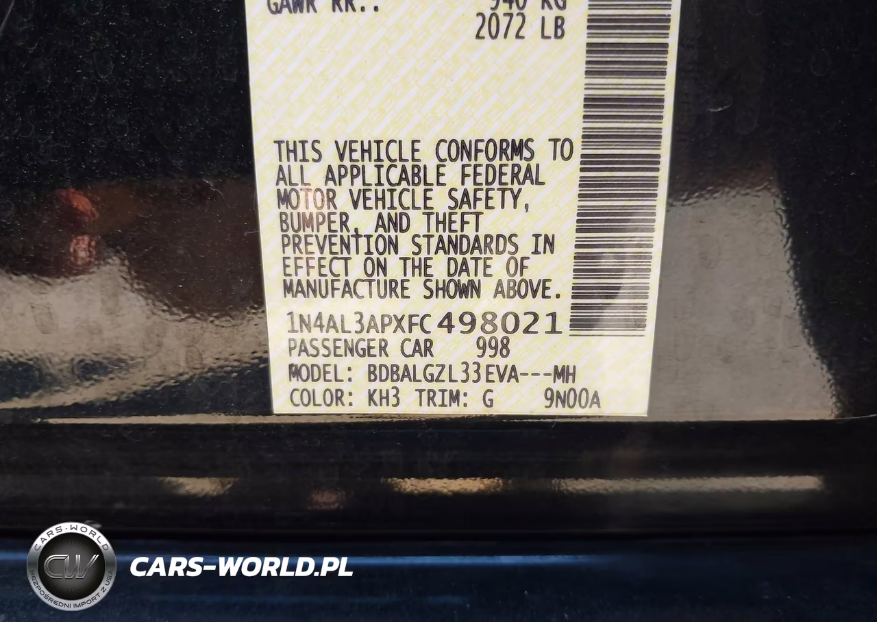 2015 Nissan Altima 2.5 S VIN:1N4AL3APXFC498021 - 9