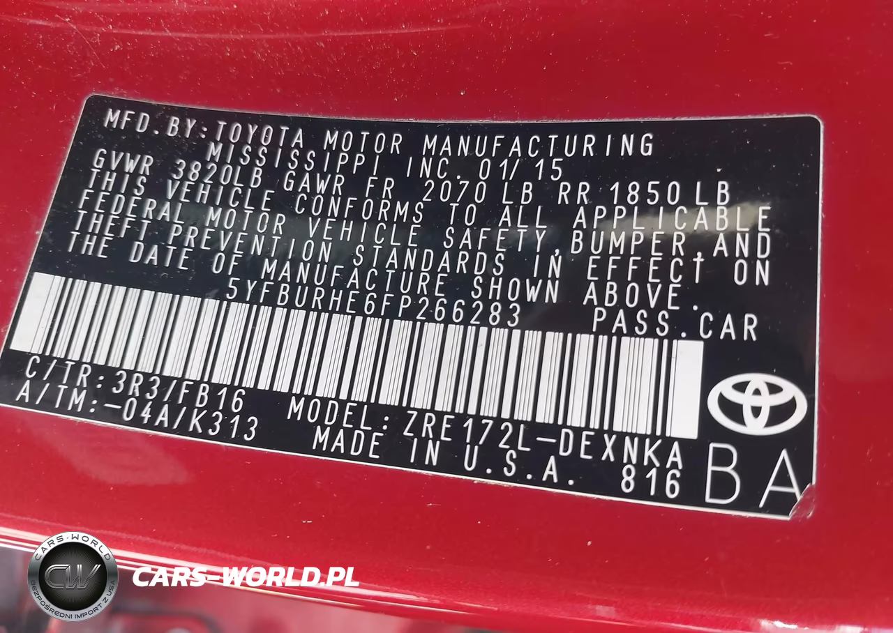 2015 Toyota Corolla Le VIN:5YFBURHE6FP266283 - 9