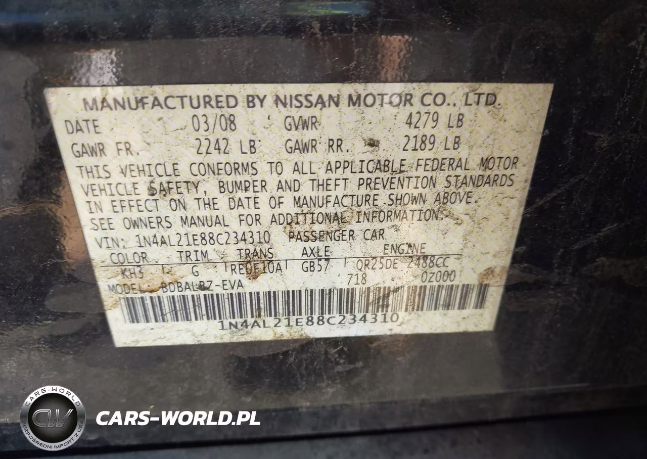 2008 Nissan Altima 2.5 S VIN:1N4AL21E88C234310 - 9