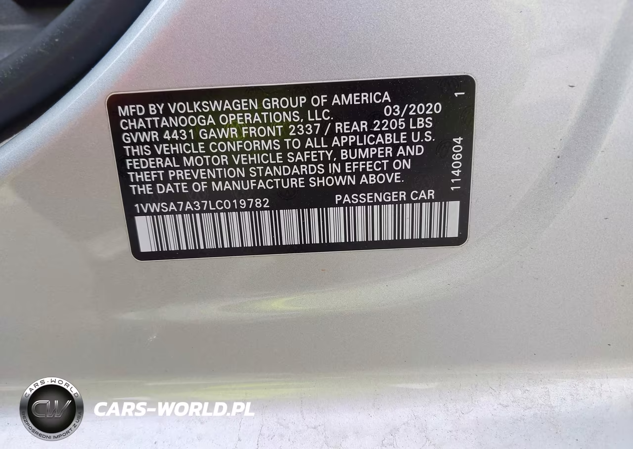 2020 Volkswagen Passat 2.0T Se VIN:1VWSA7A37LC019782 - 9