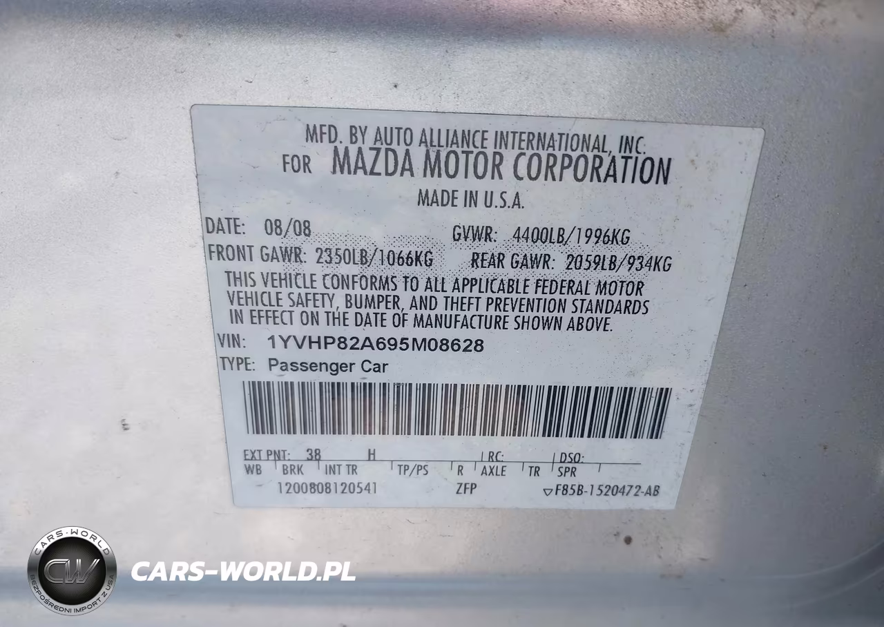 2009 Mazda Mazda6 VIN:1YVHP82A695M08628 - 9